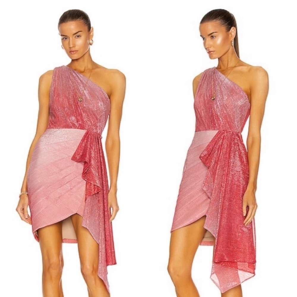 PATBO Ombre Lurex One Shoulder Mini Dress